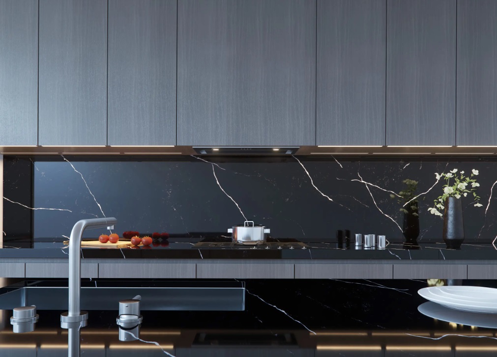 Blat de baie QUARTZ  ROYAL BLACK