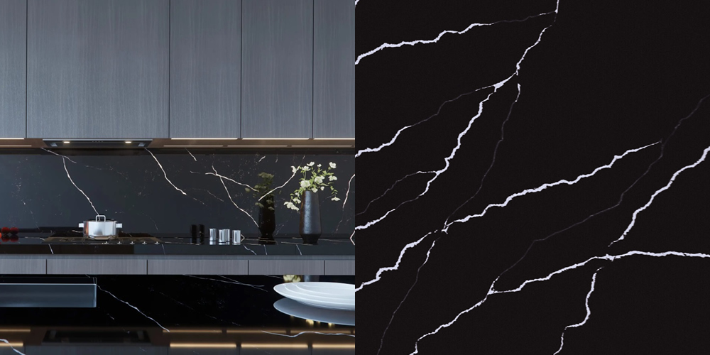 Blat de baie QUARTZ  ROYAL BLACK