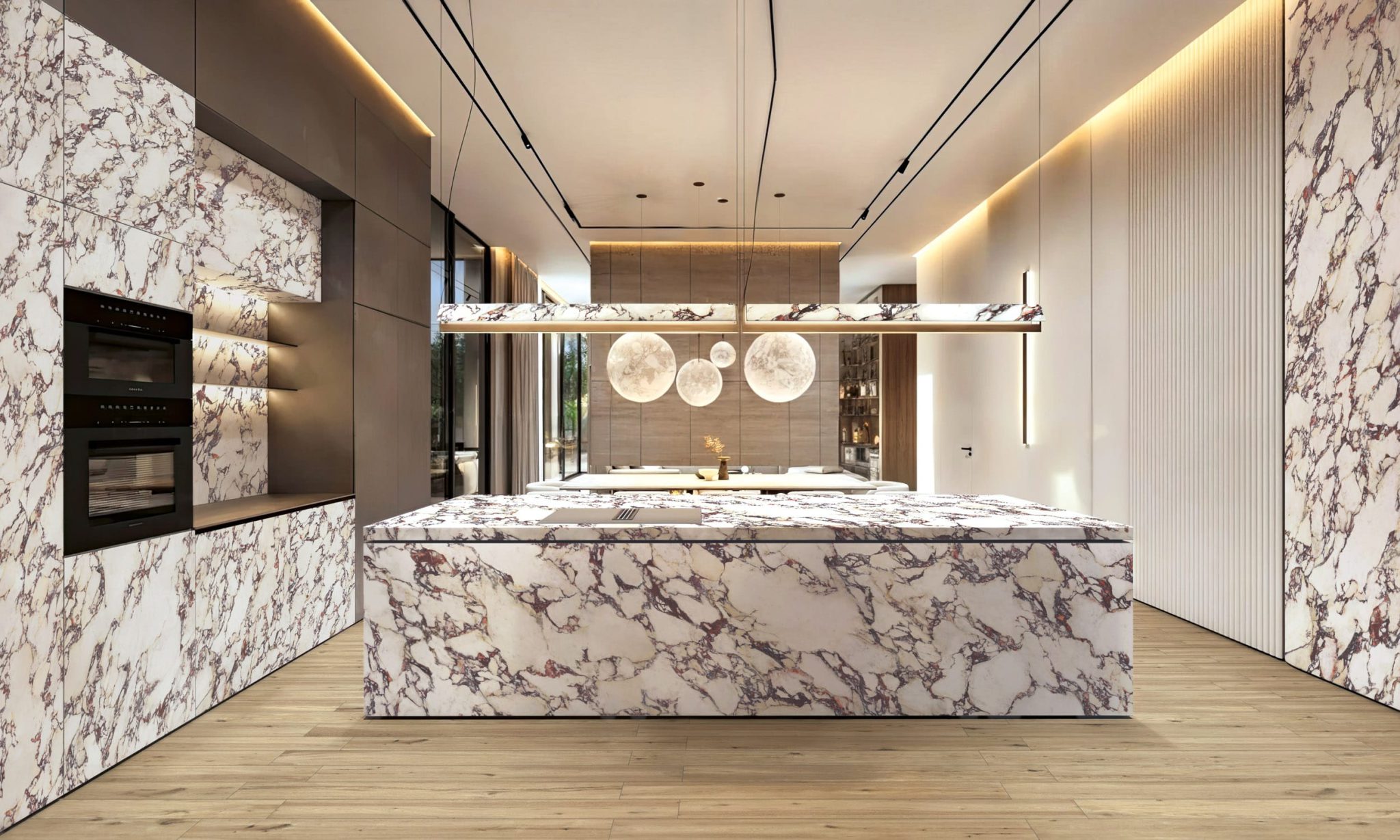 Blat de bucătărie din ceramică Ekxtra Calacatta Viola, finisaj lucios sau silk – imaginea 2