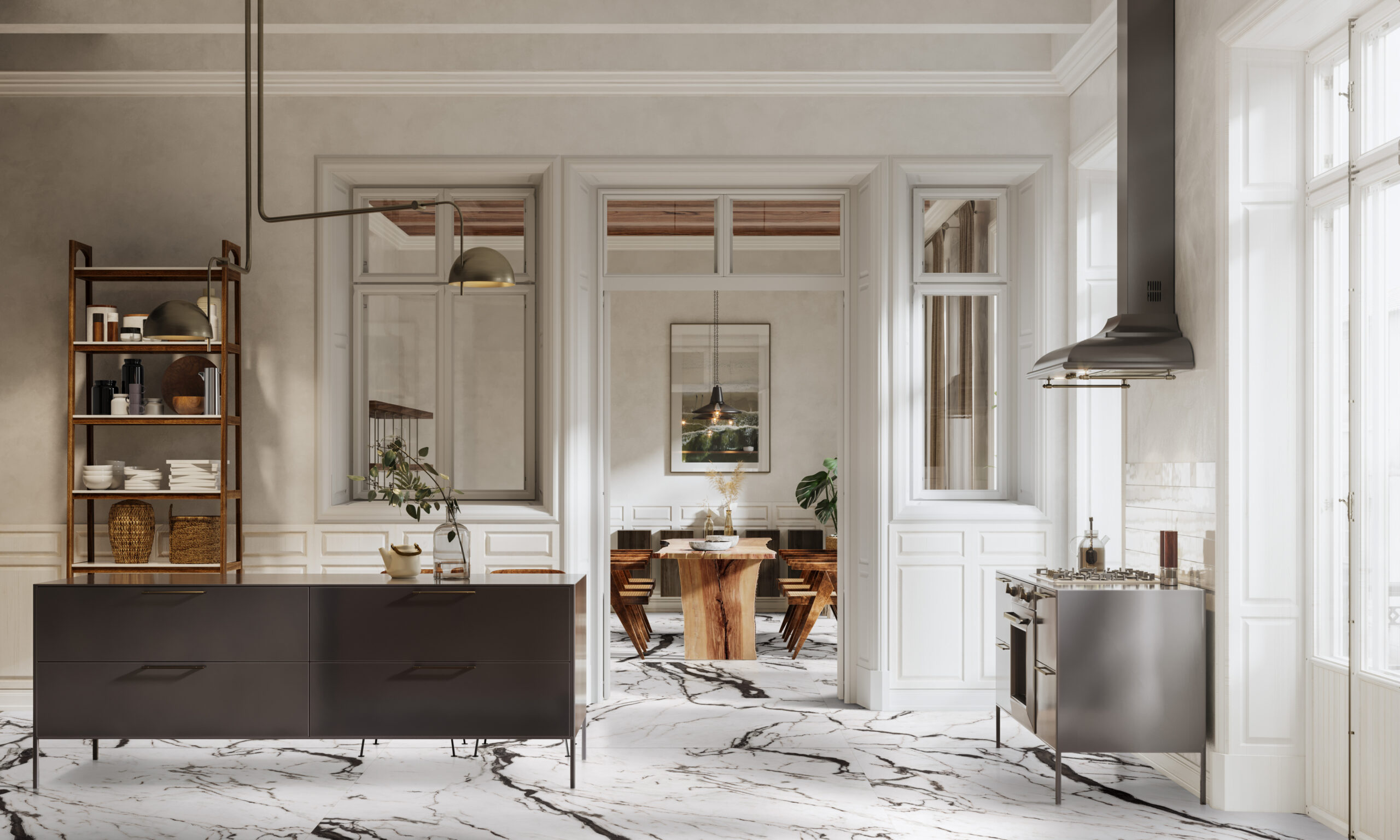 Modern home interior in 3d render